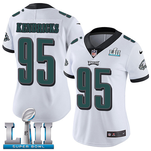 Nike Eagles #95 Mychal Kendricks White Super Bowl LII Women's Stitched NFL Vapor Untouchable Limited Jersey
